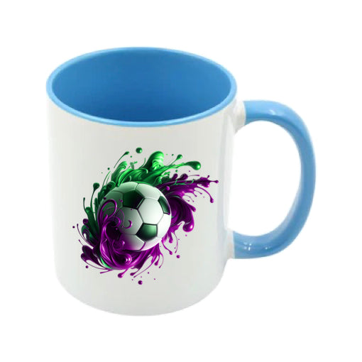 Mug - 11oz - Sports - Green & Purple Paint Splashed Football