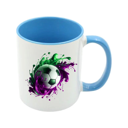 Mug - 11oz - Sports - Green & Purple Paint Splashed Football