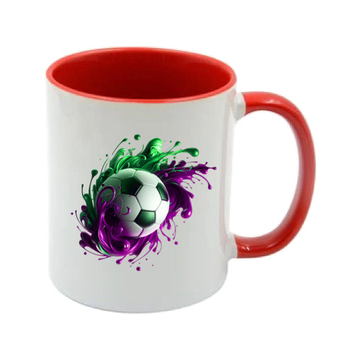Mug - 11oz - Sports - Green & Purple Paint Splashed Football
