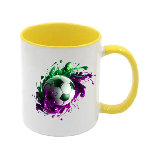 Mug - 11oz - Sports - Green & Purple Paint Splashed Football