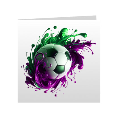 Square Greeting Cards - Sport - Paint Splashed Footballs