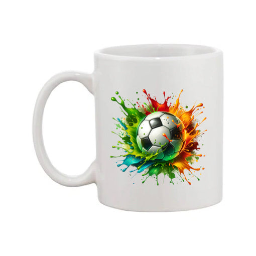 Mug - 11oz - Sports - Green, Red, Orange Paint Splashed Football
