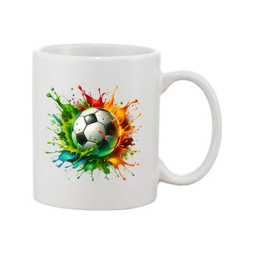 Mug - 11oz - Sports - Green, Red, Orange Paint Splashed Football