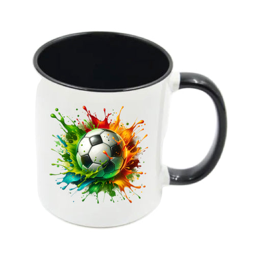 Mug - 11oz - Sports - Green, Red, Orange Paint Splashed Football