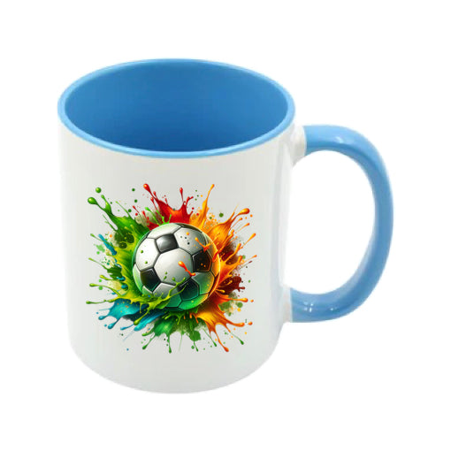 Mug - 11oz - Sports - Green, Red, Orange Paint Splashed Football