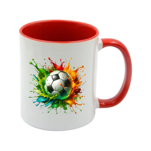 Mug - 11oz - Sports - Green, Red, Orange Paint Splashed Football