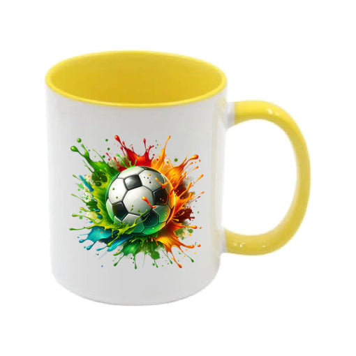 Mug - 11oz - Sports - Green, Red, Orange Paint Splashed Football