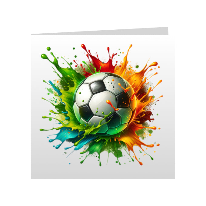 Square Greeting Cards - Sport - Paint Splashed Footballs