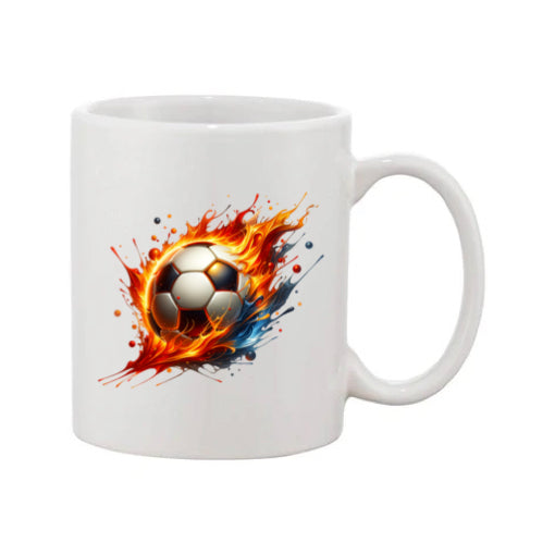 Mug - 11oz - Sports - Orange, Red, Blue Paint Splashed Football