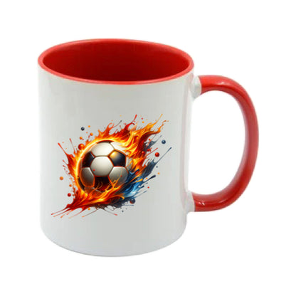 Mug - 11oz - Sports - Orange, Red, Blue Paint Splashed Football