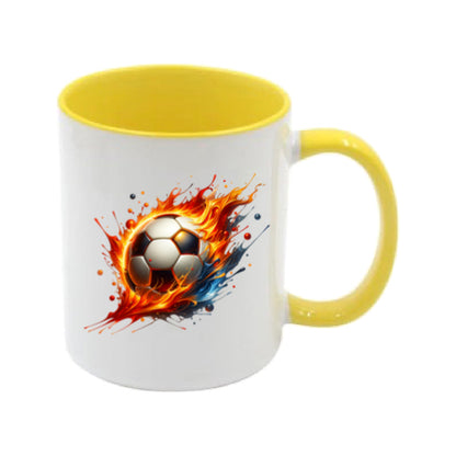 Mug - 11oz - Sports - Orange, Red, Blue Paint Splashed Football