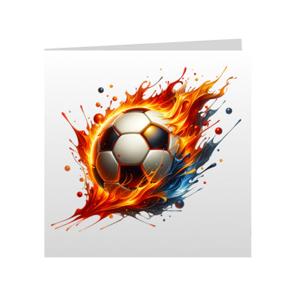 Square Greeting Cards - Sport - Paint Splashed Footballs