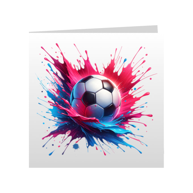 Square Greeting Cards - Sport - Paint Splashed Footballs
