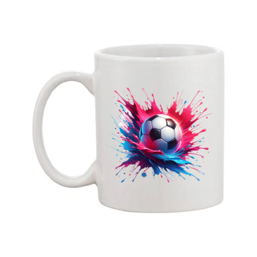 Mug - 11oz - Sports - Pink & Blue Paint Splashed Football