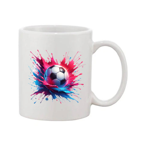 Mug - 11oz - Sports - Pink & Blue Paint Splashed Football