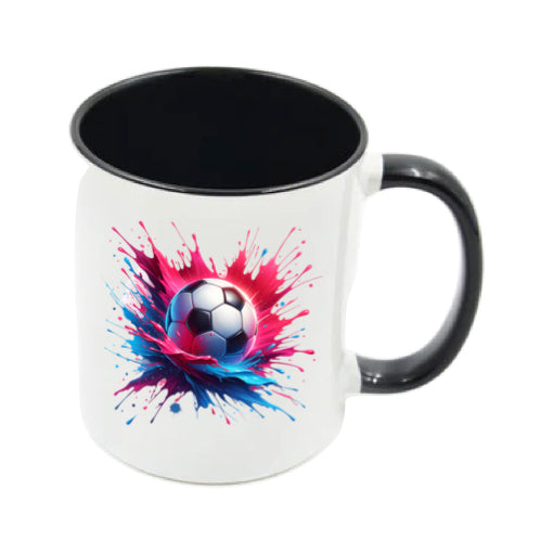 Mug - 11oz - Sports - Pink & Blue Paint Splashed Football
