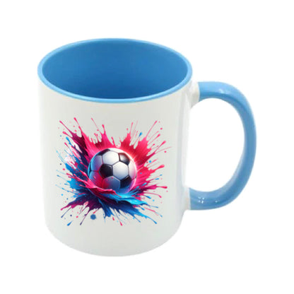 Mug - 11oz - Sports - Pink & Blue Paint Splashed Football