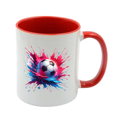Mug - 11oz - Sports - Pink & Blue Paint Splashed Football