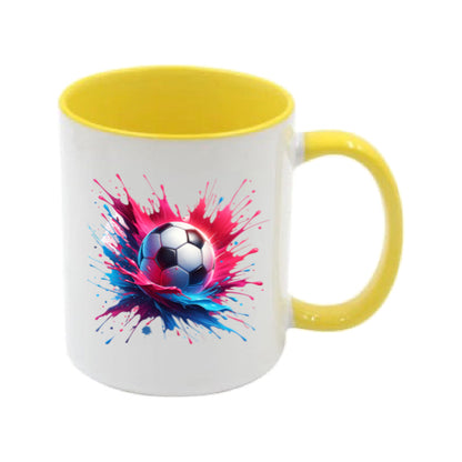 Mug - 11oz - Sports - Pink & Blue Paint Splashed Football