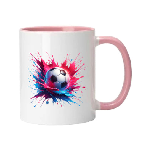 Mug - 11oz - Sports - Pink & Blue Paint Splashed Football