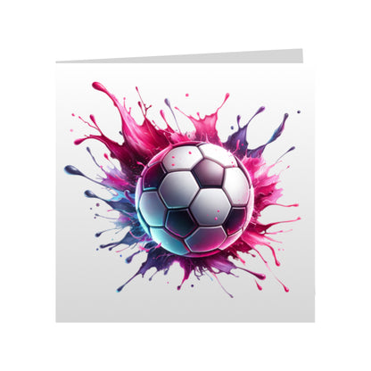 Square Greeting Cards - Sport - Paint Splashed Footballs