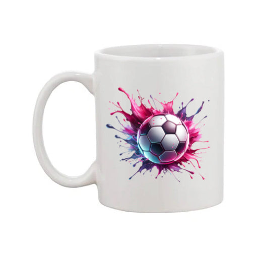 Mug - 11oz - Sports - Pink & Purple Paint Splashed Football