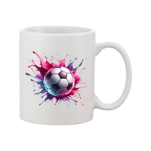 Mug - 11oz - Sports - Pink & Purple Paint Splashed Football