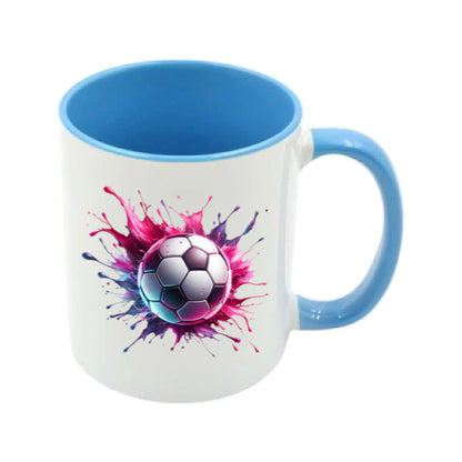 Mug - 11oz - Sports - Pink & Purple Paint Splashed Football