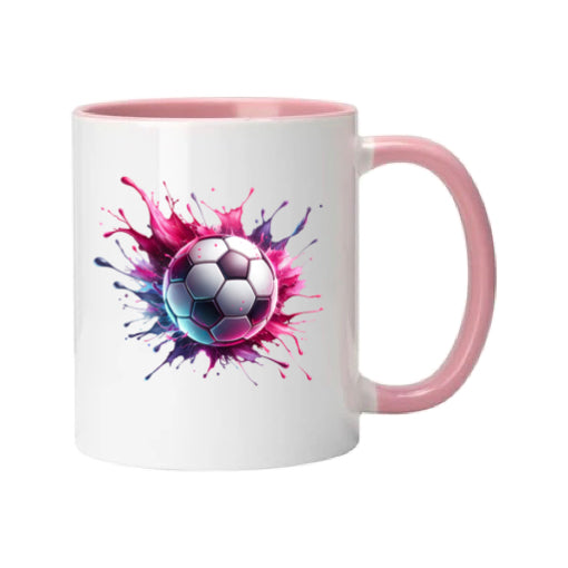 Mug - 11oz - Sports - Pink & Purple Paint Splashed Football