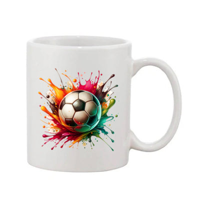Mug - 11oz - Sports - Red, Orange, Black, Blue Green Paint Splashed Football