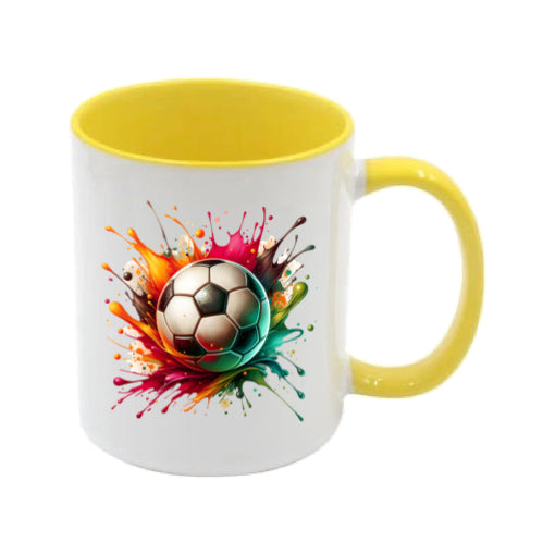 Mug - 11oz - Sports - Red, Orange, Black, Blue Green Paint Splashed Football