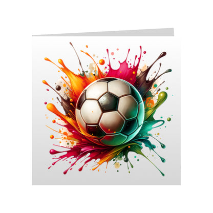 Square Greeting Cards - Sport - Paint Splashed Footballs