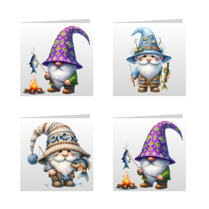Square Greeting Cards - Hobbies - Fishing Gnomes