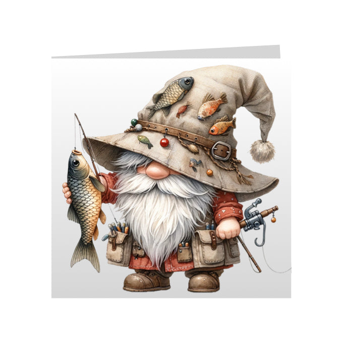 Square Greeting Cards - Hobbies - Fishing Gnomes