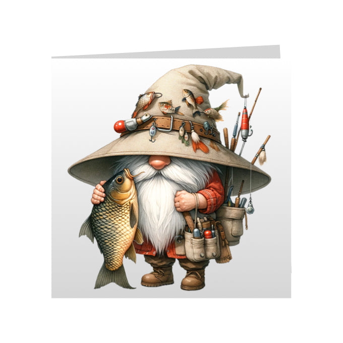 Square Greeting Cards - Hobbies - Fishing Gnomes