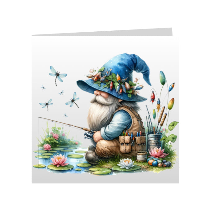Square Greeting Cards - Hobbies - Fishing Gnomes