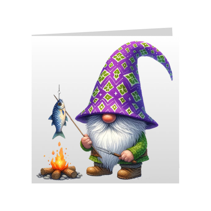 Square Greeting Cards - Hobbies - Fishing Gnomes