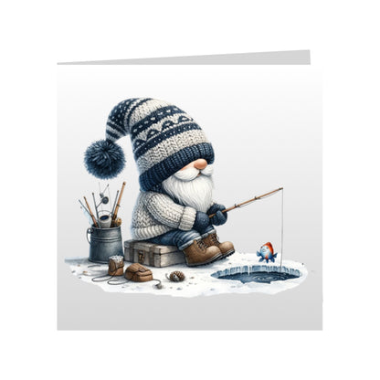 Square Greeting Cards - Hobbies - Fishing Gnomes