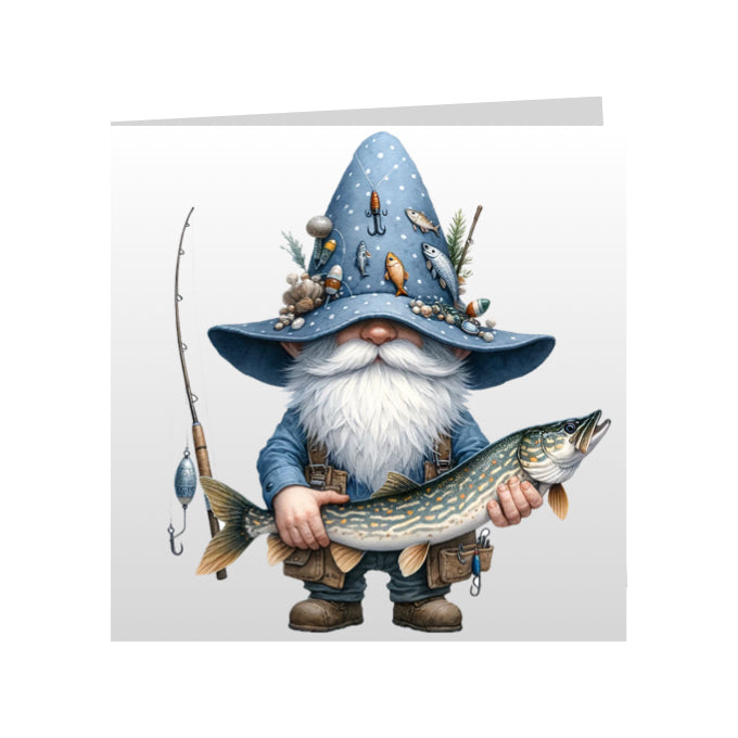 Square Greeting Cards - Hobbies - Fishing Gnomes