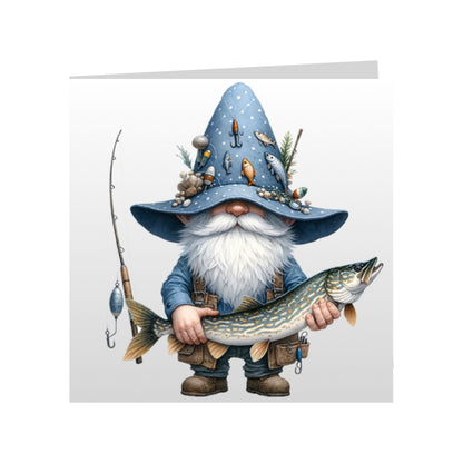 Square Greeting Cards - Hobbies - Fishing Gnomes