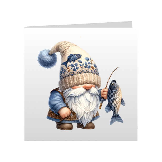 Square Greeting Cards - Hobbies - Fishing Gnomes
