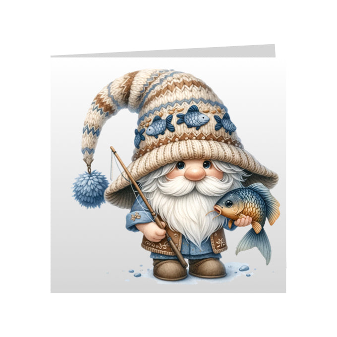 Square Greeting Cards - Hobbies - Fishing Gnomes