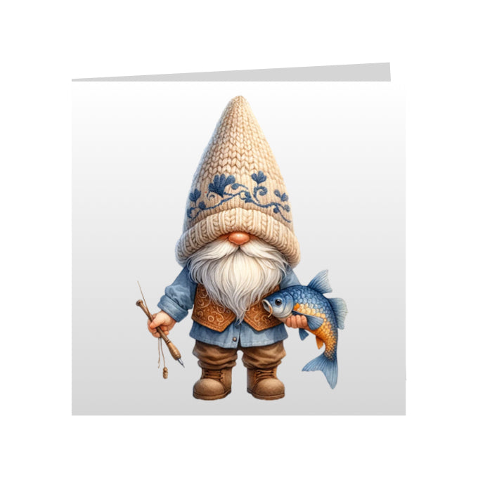 Square Greeting Cards - Hobbies - Fishing Gnomes