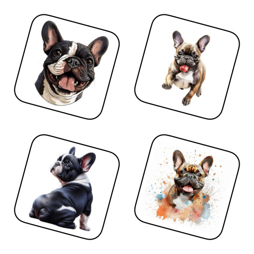 Coasters - 52x different images of French Bulldog breed