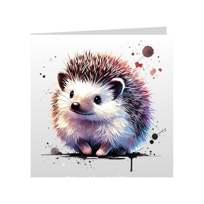Square Greeting Cards - Cute Paint Splashed Hedgehogs - Group A