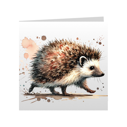 Square Greeting Cards - Cute Paint Splashed Hedgehogs - Group A