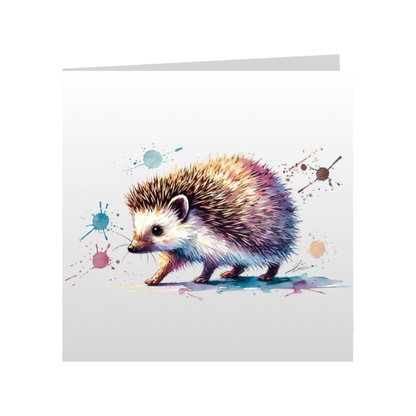 Square Greeting Cards - Cute Paint Splashed Hedgehogs - Group A