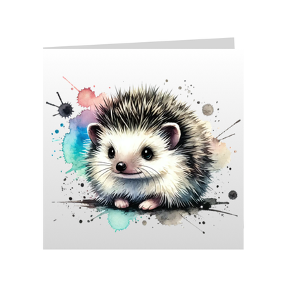 Square Greeting Cards - Cute Paint Splashed Hedgehogs - Group A