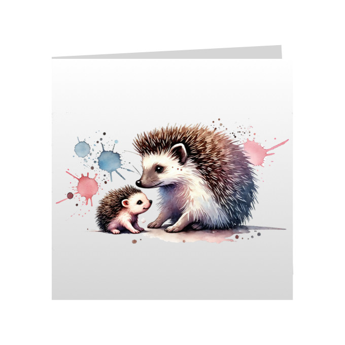Square Greeting Cards - Cute Paint Splashed Hedgehogs - Group A