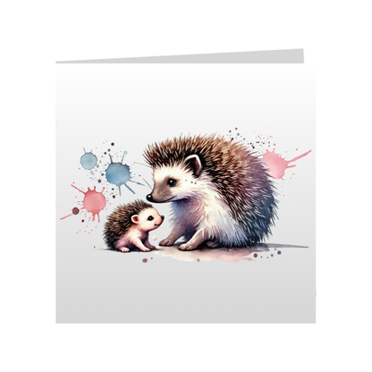 Square Greeting Cards - Cute Paint Splashed Hedgehogs - Group A